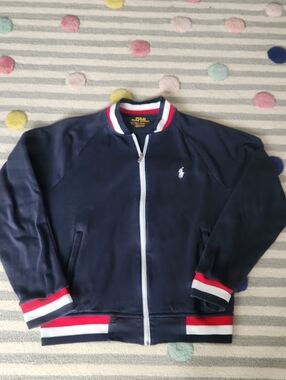 Polo by Ralph Lauren Navy Zip-Front Bomber light jacket.
